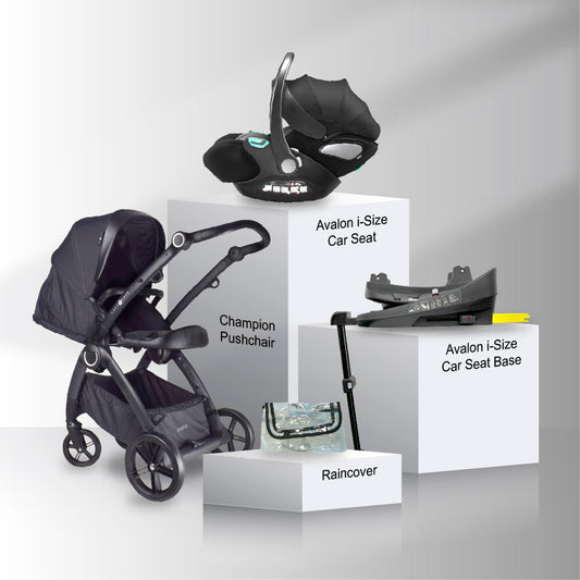 Champion & Avalon Travel System Bundle -  Pram, Carrier and Base