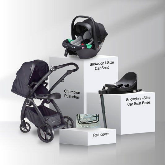 Champion & Snowdon Travel System Bundle - Pram, Carrier and Base