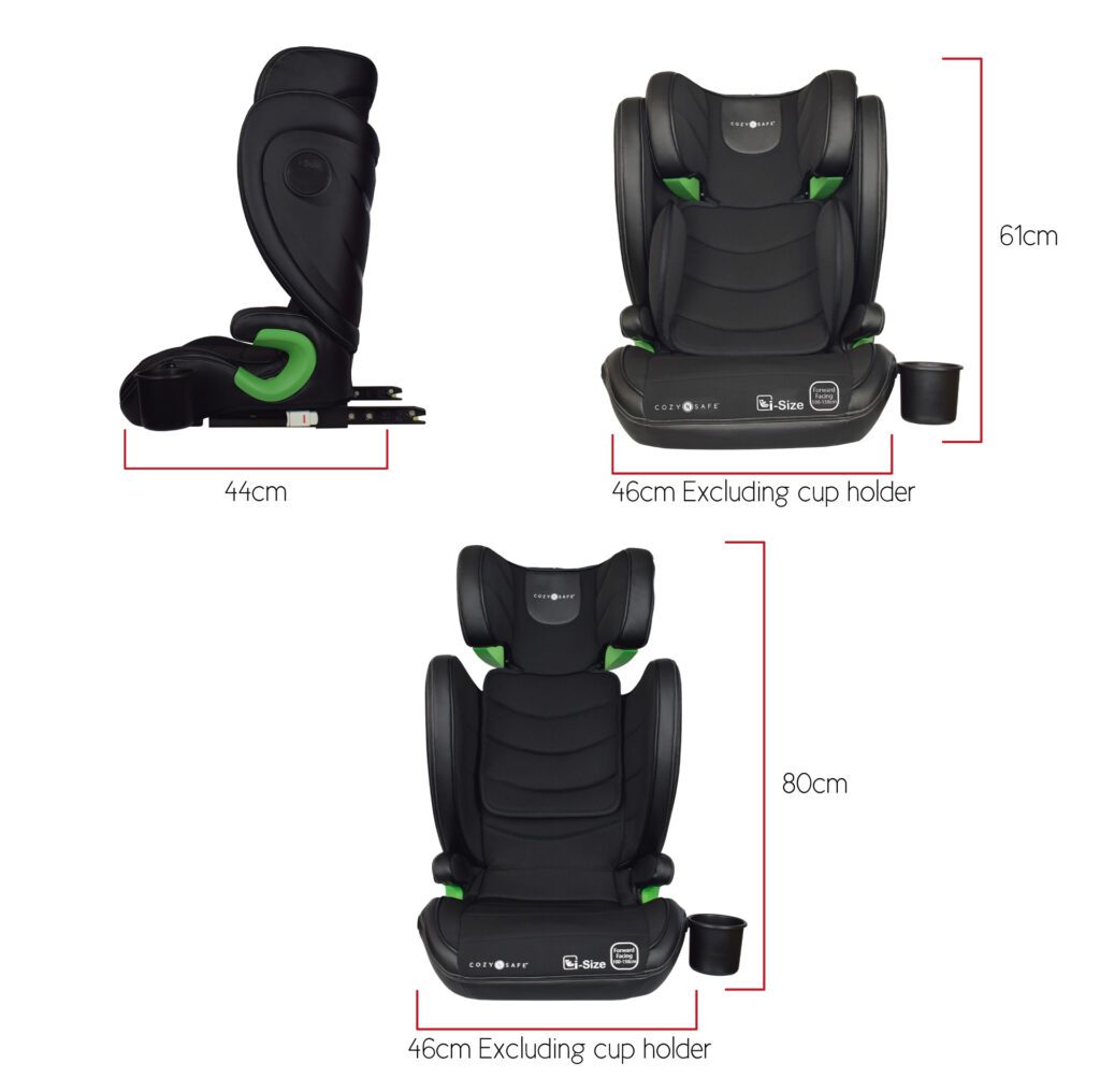 Siège Auto Enfant Cozy N Safe Augusta I-Size Groupe 2/3 (15-36kg) ISOFix - Réglable Noir Nuit Avec Protection Latérale