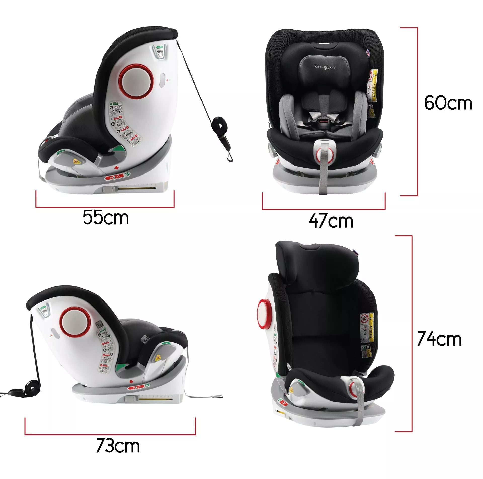 Car top seat size