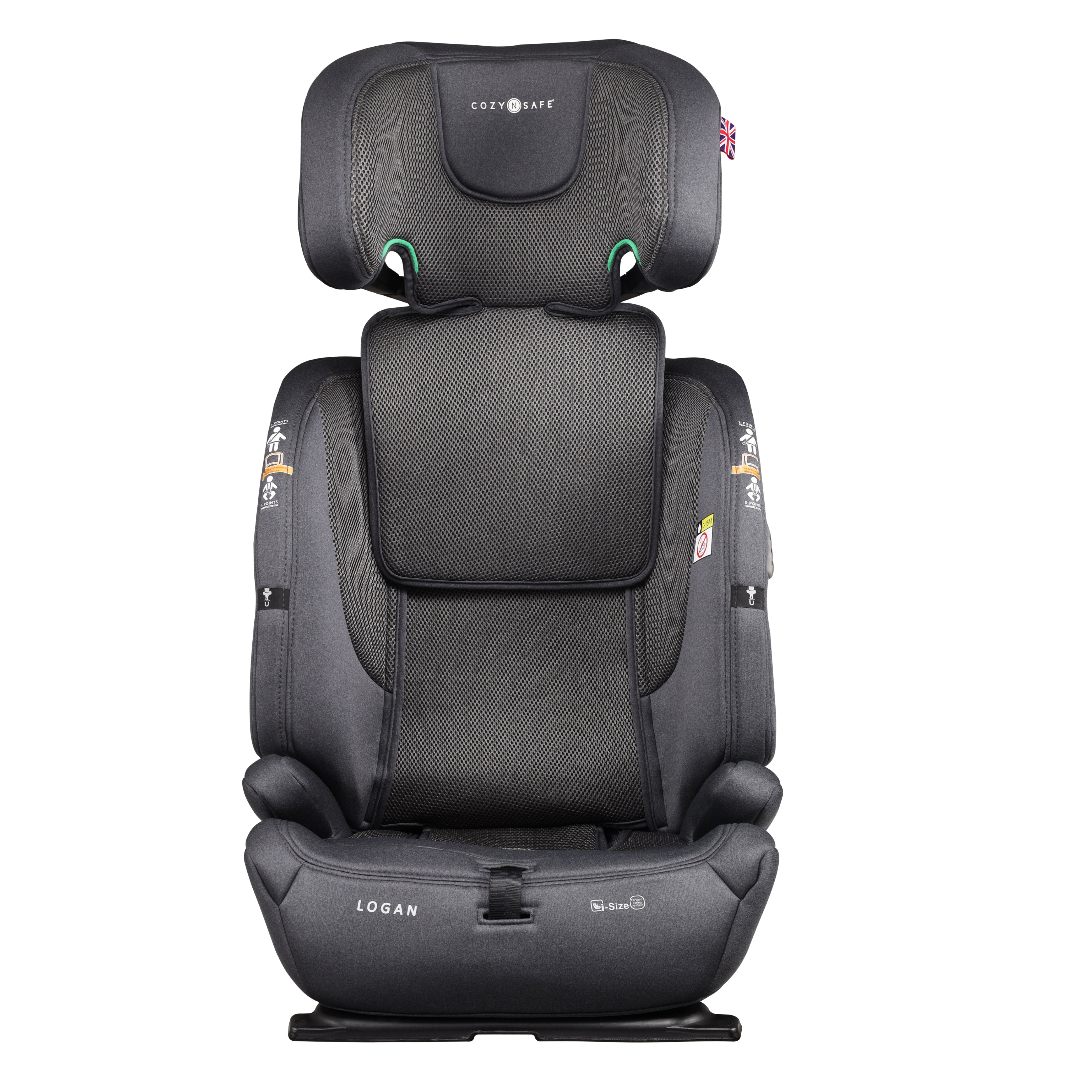 Logan i-Size 76 to 150cm Child Car Seat and High Backed Booster